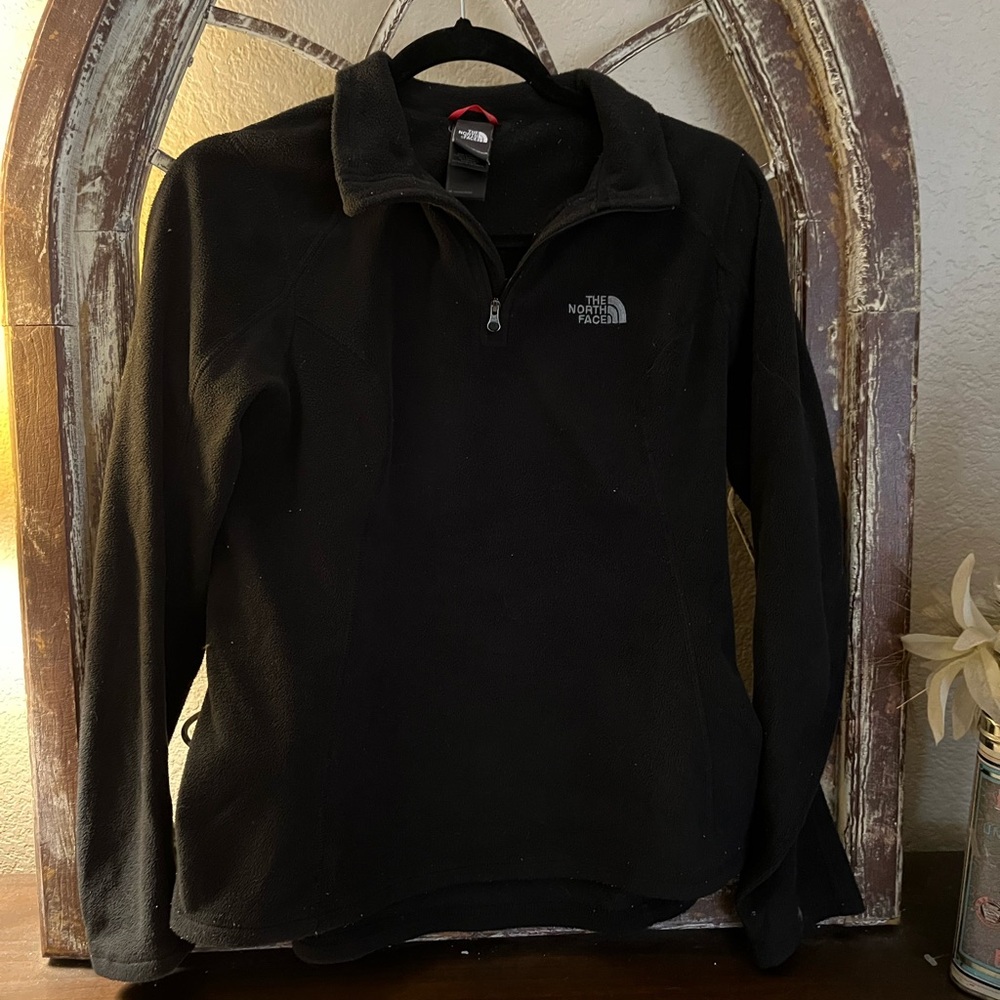 The North Face Black Top , Zipper 3/4 Down in Front  , Size S/P,Soft